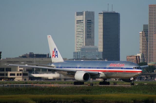 N768AA — - American 777 taxis on November to runway 22R for departure. Photo taken on August 23, 2008