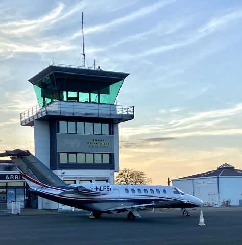 Cessna Citation CJ3 (F-HLFE) - From the apron at Le Mans this beautiful bird in the sunset light.