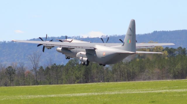 Lockheed C-130 Hercules (KZR3807) - An Indian Air Force Lockheed KC-130J Super Hercules departing Runway 24 at NE Alabama Regional Airport in Gadsden, AL during a touch-and-go sequence on March 31, 2017.