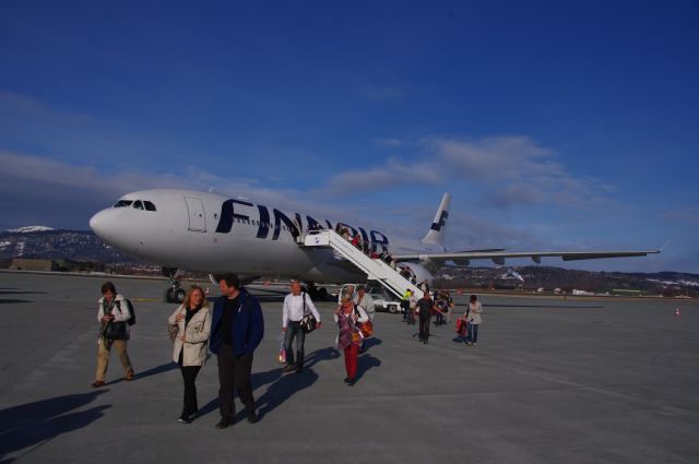 Airbus A330-300 (FIN1992) - This Photo is taken on Trondheim Airport.<br>This is the only time an A330 from Finnair has landed on Trondheim Airport. The Photo was taken in 2012