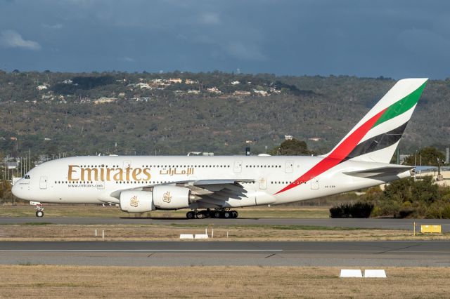 Airbus A380-800 (A6-EDM) -  A380-861 cn 042. Emirates A6-EDM runway 03 arrival YPPH 15 April 2023