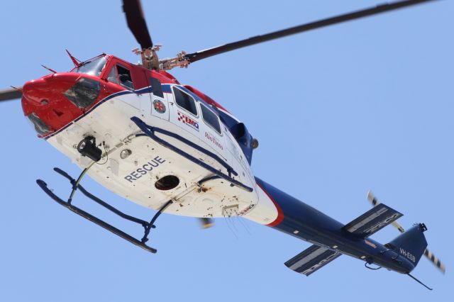 Bell 412 (VH-ESB) - Landing at Townsville Airport.