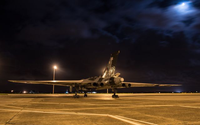 — — - The beautiful XH588 at night. Robin Hood Airport, Doncaster