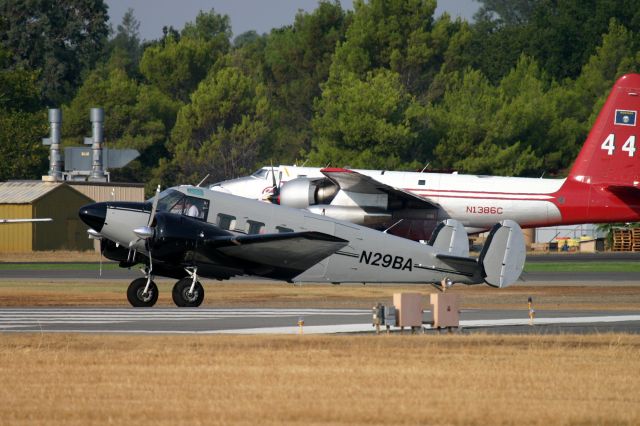 Beechcraft 18 (N29BA) - KRDD - N29BA rolls to the main runway for take off 8/9/2014