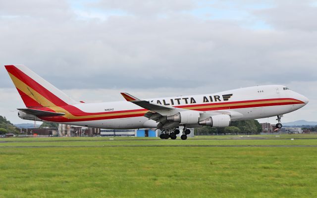 Boeing 747-400 (N402KZ) - kalitta air b747-481f n402kz operating for turkish cargo about to land at shannon 10/8/17.