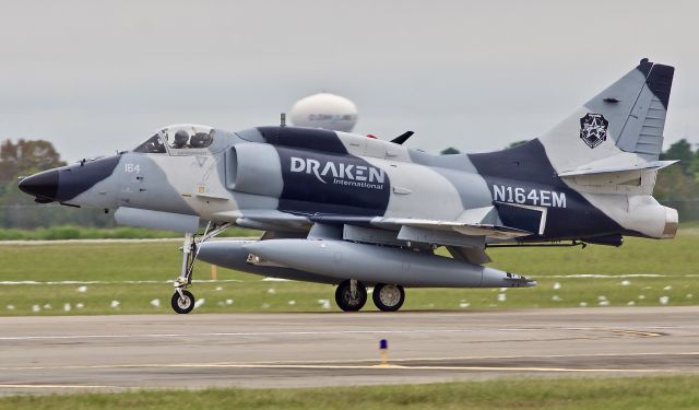 SINGAPORE TA-4 Super Skyhawk (N164EM) - Former Israeli Air Force Scooter now owned and operated by Draken International arriving to the 2018 Wings Over Houston Airshow (please view in "full" for highest image quality)