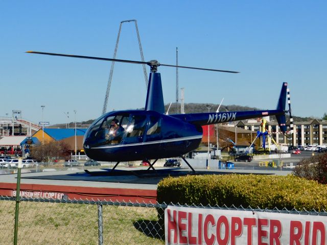 Robinson R-44 (N116VK) - A Robinson R44 for Branson Helicopter Tours getting ready for the day at Branson, MO