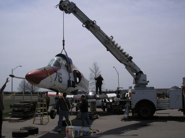 SINGAPORE TA-4 Super Skyhawk (15-3671) - Putting together a TA-4J at Grissom Air Museum, Peru, IN (2010)