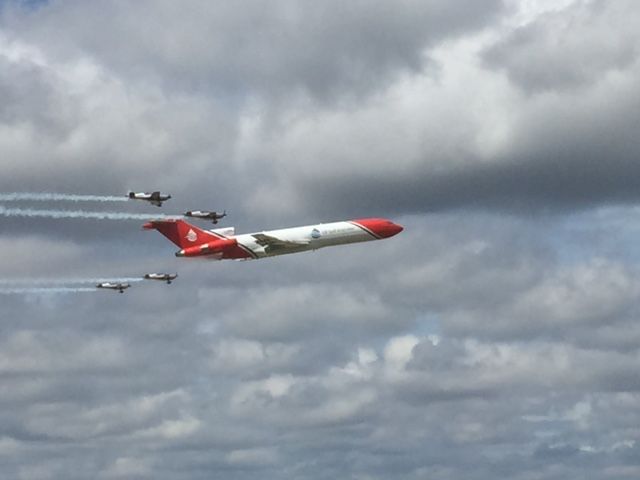 G-OSRA — - UK Farnborough 2016 - This is the oil spill response B727 and it looked superb!