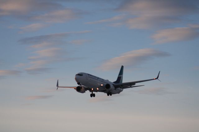 Boeing 737-700 (C-FRWA) - Morning at the airport. Cool temps and some tough lighting.