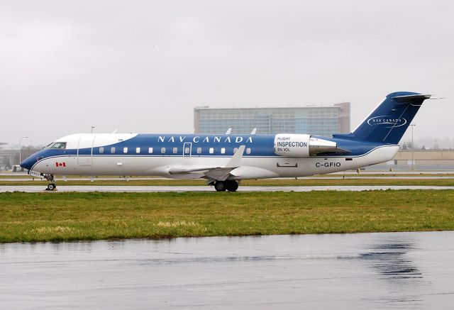 Canadair Regional Jet CRJ-100 (C-GFIO) - Vancouver International (CYVR/YVR) Specially equipped plane for checking and calibrating navigational equipment flying 500 feet above the runway.