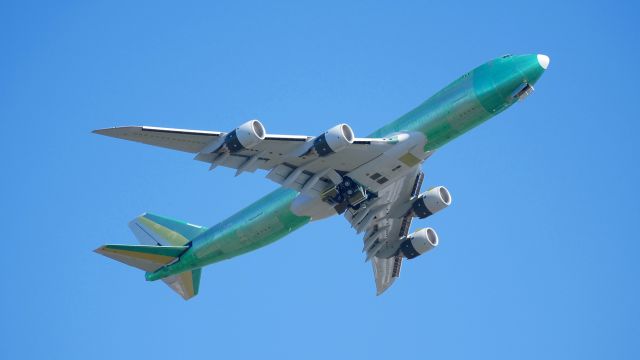 BOEING 747-8 (N606UP) - BOE532 on rotation from Rwy 16R for a ferry flight to KPDX on 10.28.17. (ln 1544 / cn 64253). The aircraft will be painted at KPDX.