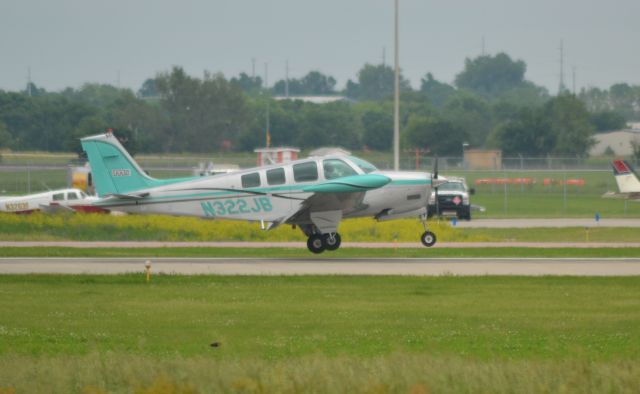 Beechcraft Bonanza (36) (N322JB) - N322JB returning to Runway 15 in Sioux Falls SD on 6-12-15 after test flight