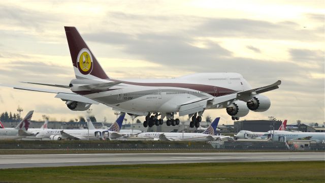 BOEING 747-8 (VQ-BSK) - BOE008 on final approach to runway 16R to complete a flight test on 12/13/12. (LN:1468 c/n 42096).