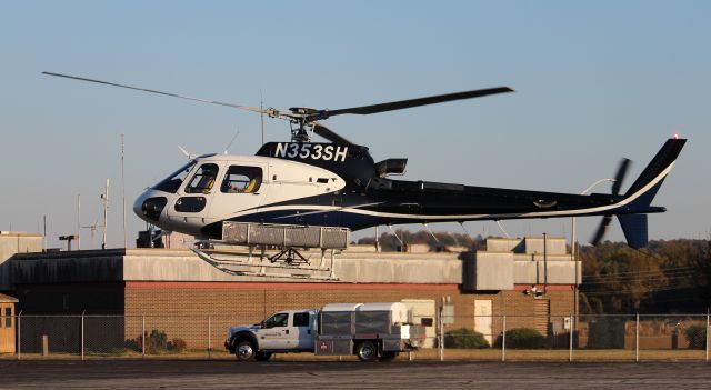 Eurocopter AS-350 AStar (N353SH) - A 2002 model Eurocopter AS350-BS Ecureuil (Squirrel), operated by Sinton Helicopters,  departing Anniston Regional Airport, AL - late afternoon, October 23, 2022.