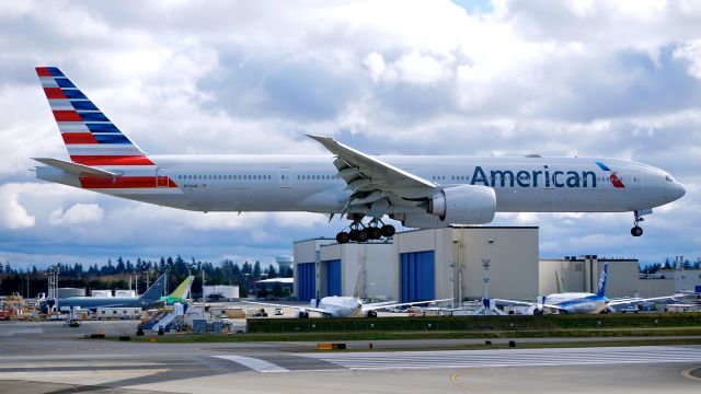 BOEING 777-300 (N733AR) - AAL9649 on short final to Rwy 16R to complete a ferry flight from KDFW on 3.18.18. (ln 1270 / cn 33524). This plane will undergo maintenance at ATS.