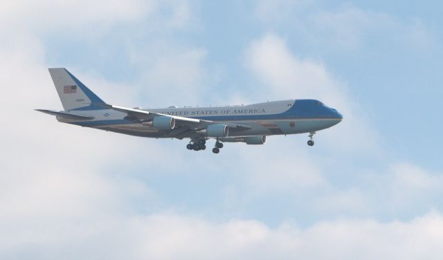 Boeing 747-200 (AFR1) - Air Force One, Trump arriving in Philadelphia for the Army Navy game.  