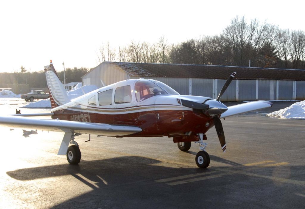 Piper Cherokee (N913FL) - Our Arrow parked at the pumps, with a fresh new paint job.