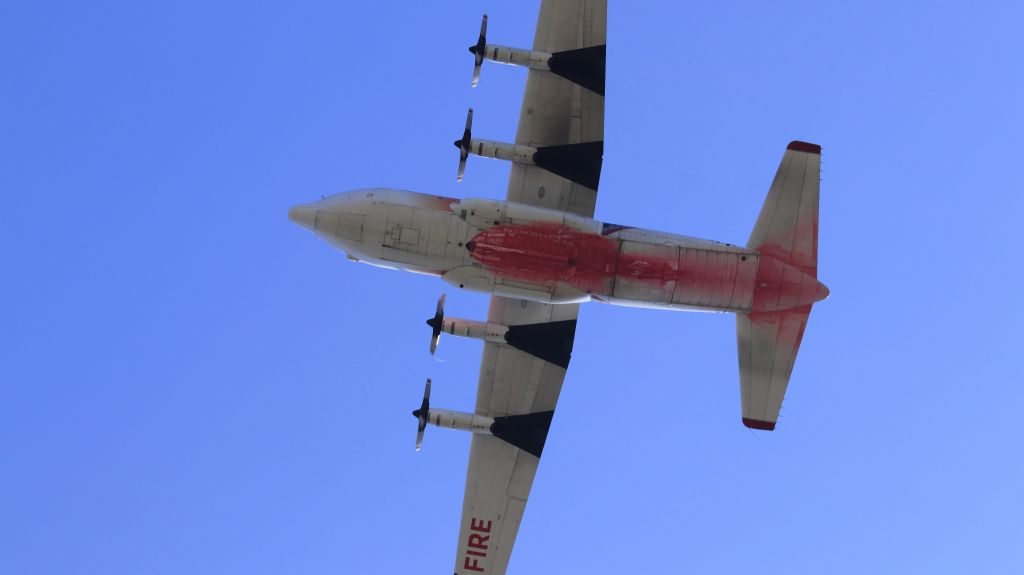 Lockheed C-130 Hercules (N130FF) - Tanker 131 Undercarriage (planform view), this aircraft works hard and it shows! "Apple Fire" (8-6-2020)