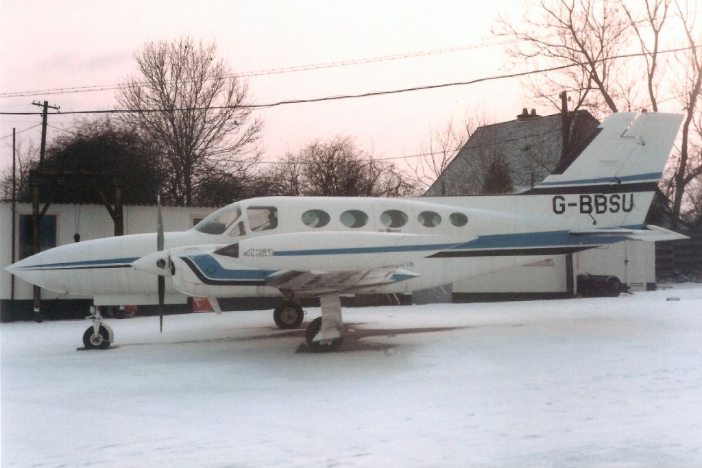 Cessna 421 (G-BBSU) - Seen here in Feb-85.br /br /Reregistered N421RH 23-Feb-96.