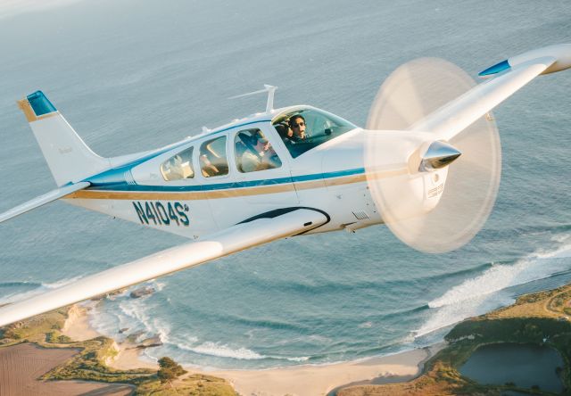 Beechcraft Bonanza (33) (N4104S) - Evening photoshoot over Santa Cruz, California.br /br /Want to buy this beautiful Bonanza? It's for sale!br /br /https://www.trade-a-plane.com/search?category_level1=Single+Engine+Piston&make=BEECHCRAFT&model=F33A+BONANZA&listing_id=2403657&s-type=aircraft