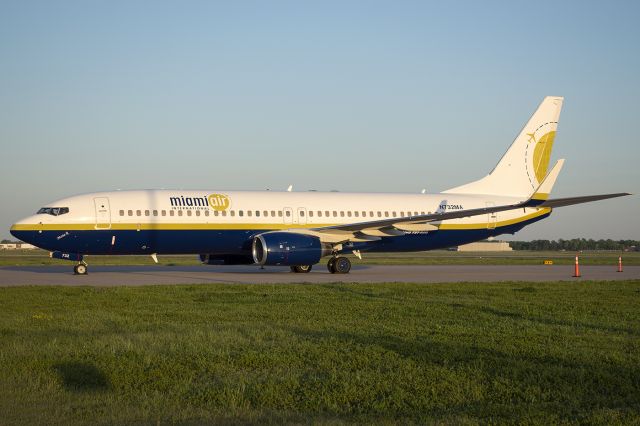 Boeing 737-800 (N732MA) - "Maria R" on the FBO ramp, with long shadows being cast during golden hour. -April 2014