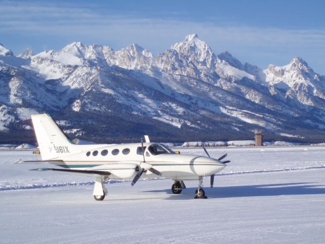 Cessna 421 (N6161X) - The Grand Tetons in the Background