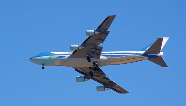 Boeing 747-200 (92-9000) - MAGNOLIA, DELAWARE, USA-MARCH 19, 2025: A United States Air Force jet, registration number 29000, is seen at approximately 1152 hours flying over Magnolia, DE, about five miles south of Dover Air Force Base, shortly after taking off. This plane, which has the Presidential Seal on it, is often used as Air Force One when the President is on board. Today it could be seen, for about 90 minutes or so, practicing takeoffs and landings at nearby Dover Air Force Base.