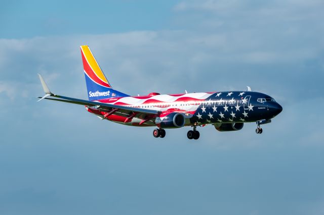 Boeing 737-800 (N500WR) - SWA's new livery Freedom One arrives from El Paso into Houston Hobby