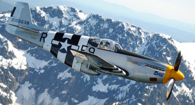 North American P-51 Mustang (NX5087F) - Air to air photography from the Historic Flight Foundation's B-25D Mitchell bomber, the P-51B is owned by HFF and resides at Paine Field in Everett, Washington. This photo was taken on June 4th, 2011.