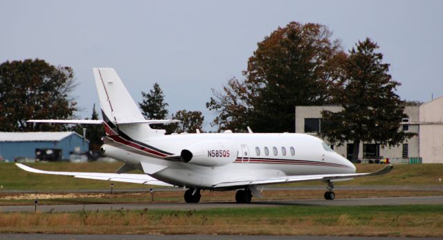 Cessna Citation Latitude (N585QS) - Taxiing to departure is this 2018 Cessna Citation Latitude 680A in the Autumn of 2021.