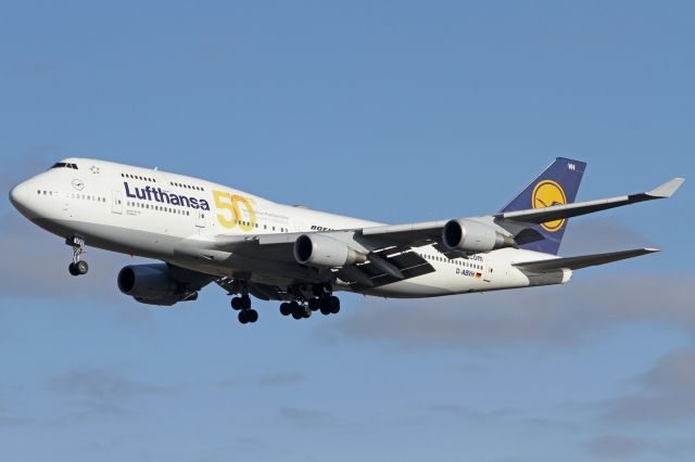 Boeing 747-400 (D-ABVH) - Sticker for the 50 years of innovation partnership between Boeing and Lufthansa. 