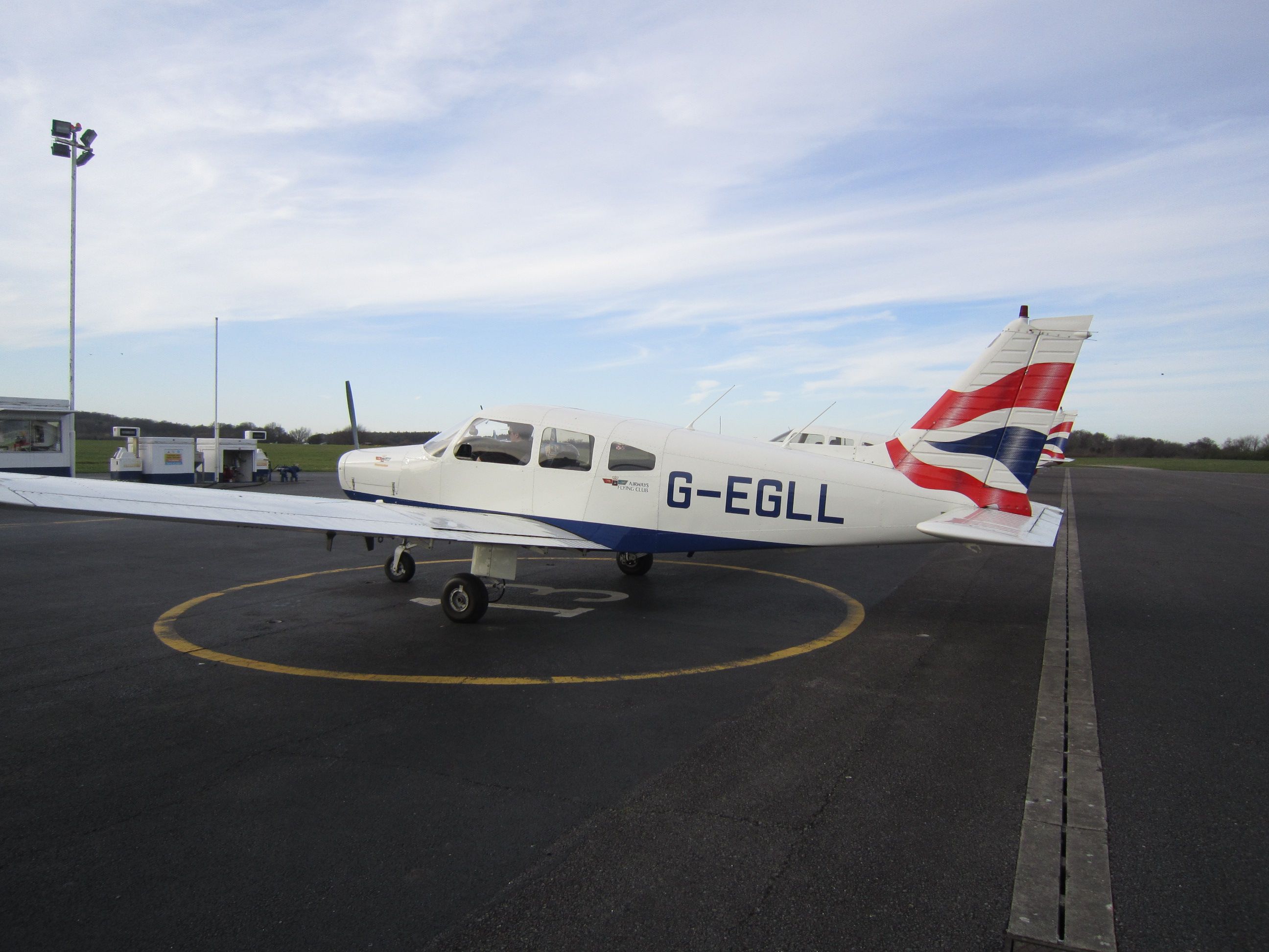 Piper Cherokee (G-EGLL) - Airways Flying Club - Tail number's the same as Heathrow Airport ICAO code.