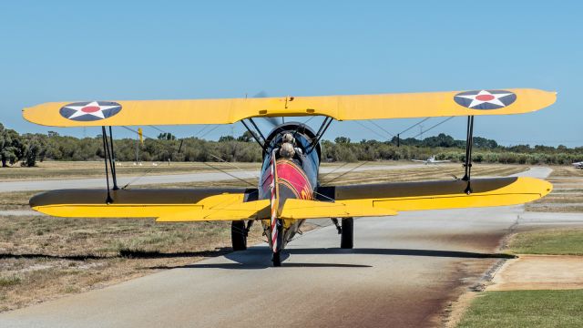 Boeing PT-17 Kaydet (VH-PJS) - VH-PJS Boeing Stearman PT-17 A75L300 code 911 Serpentine airfield 27 October 2019.