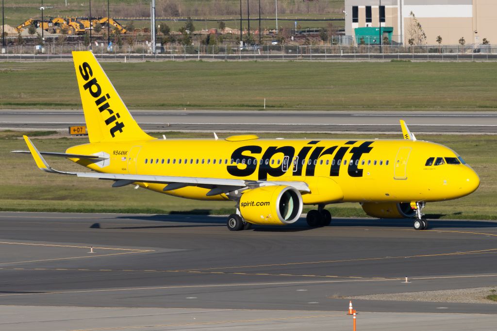 Airbus A320neo (N944NK) - Taxiing to 35R for departure to LAS. Taken at Terminal A Parking Garage.