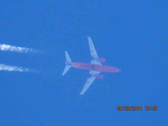 Boeing 737-700 (N440LV) - Southwest Airlines flight 694 from OKC to MDW over Baxter Springs Kansas (78KS) at 36,800 feet.