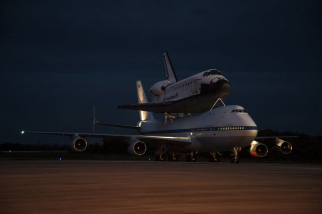 Boeing 747-200 — - The shuttle carrier with Endeavour on its back.