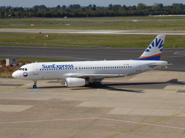 Airbus A320 (LY-VEI) - Wow, a SunExpress A320, and registered in Lithuania ... ah, the turkish SunExpress has leased an A320 from lithuanian Avion Express.br /Sun Express A320-200 LY-VEI having landed on 23L DUS and taxiing to terminal, 15.09.2019