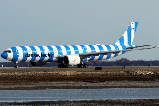 Airbus A330-900 (D-ANRT) - Condor A339 in 'Danke, Tecke' livery departing BOS for FRA on 4/8/24. 