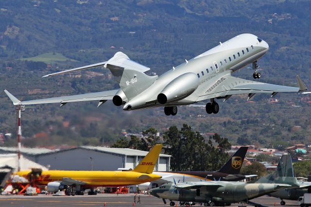 Bombardier Global 5000 (M-IBID) - Sick Global 5000 heading to St. Maarten, Netherland Antilles (TNCM) after arriving from Liberia, Costa Rica (MRLB) and before that from Madrid, Spain (LEMD).