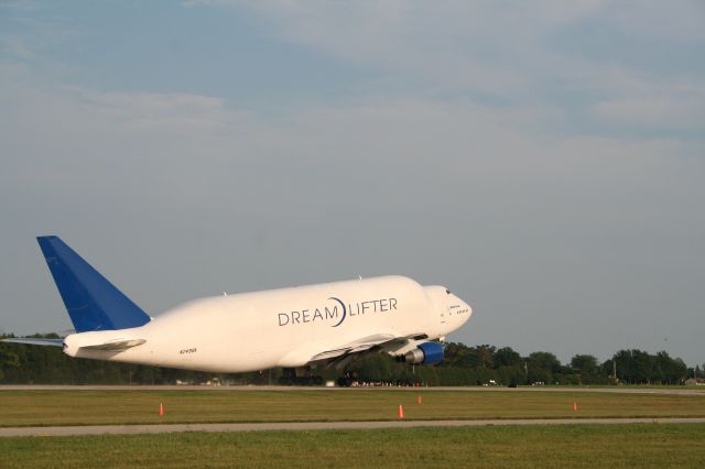 Boeing Dreamlifter (N249BA) - The Huge Dream Lifter is heading home, from Oshkosh,Wi  at the EAA 2008