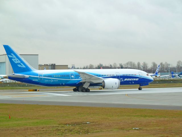 N787BA — - 1-29-2011 Boeing Dreamliner (Testing) 787-8, N787BA, ZA001 about to take off at Paine Field, Everett, Washington  ||||  Photo by Bruce McKinnon