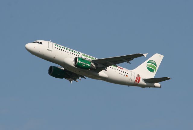 Airbus A319 (D-ASTZ) - Germania operated Airbus A319-112 ascending after departure  from  Toulouse Blagnac Airport (LFBO-TLS)