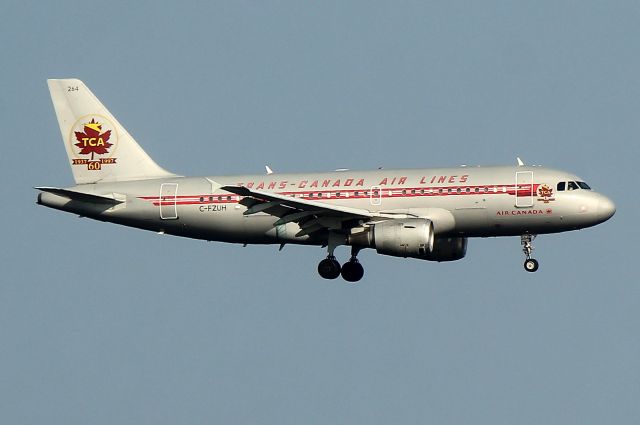 Airbus A319 (C-FZUH) - Air Canadas Trans-Canada Air Lines retro livery arriving from Vancouver