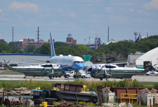 Boeing 757-200 (N90015) - Air Force One and President Trump  Arrive at Burke Lakefront Airport  Cleveland OH. 1:22pm. 08.06.2020