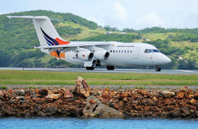 ZK-ECO — - Vincent Aviations BAE-146 at Hamilton Island, Qld.  Now VH-SUF.