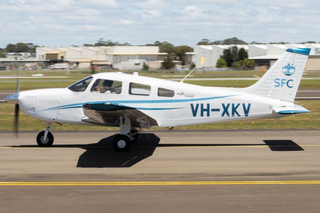 Piper Cherokee (VH-XKV) - Maiden flight for this brand new aircraft. 