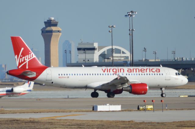 N625VA — - Virgin America Airbus A320 ready for takeoff DFW Dallas,TX 01/20/2013