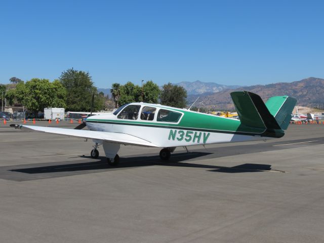 Beechcraft 35 Bonanza (N35HV) - Prpearing for flight to Whiteman (KWHP)