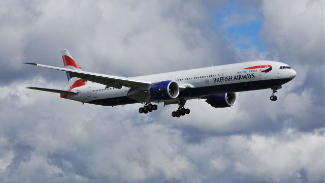 BOEING 777-300 (G-STBH) - BOE74 on final to Rwy 16R to complete its maiden flight on 10.1.13. (LN:1143 cn 38431).